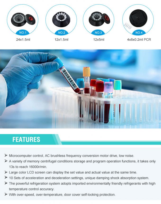 Centrifugeuse réfrigérée TGL-16 à haute vitesse, 21532g, capacité 90 ml, -20°C à +40°C 2
